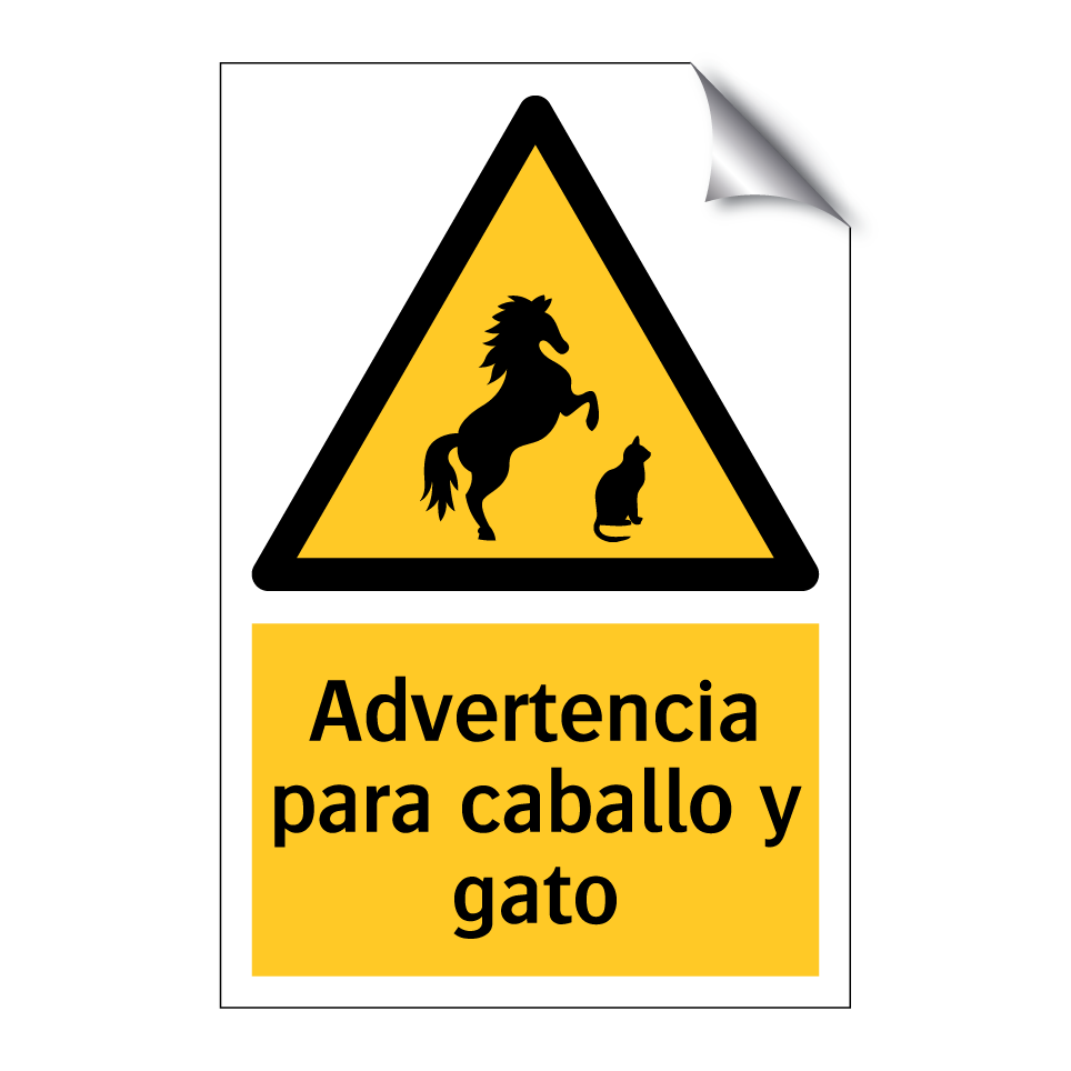 Advertencia para caballo y gato