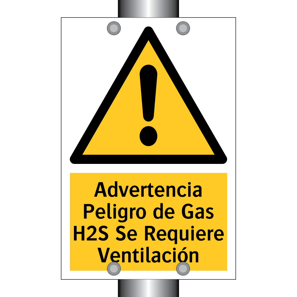 Advertencia Peligro de Gas H2S Se Requiere Ventilación