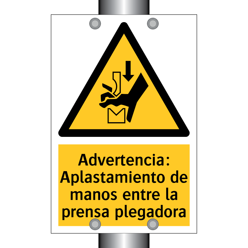 Advertencia: Aplastamiento de manos entre la prensa plegadora