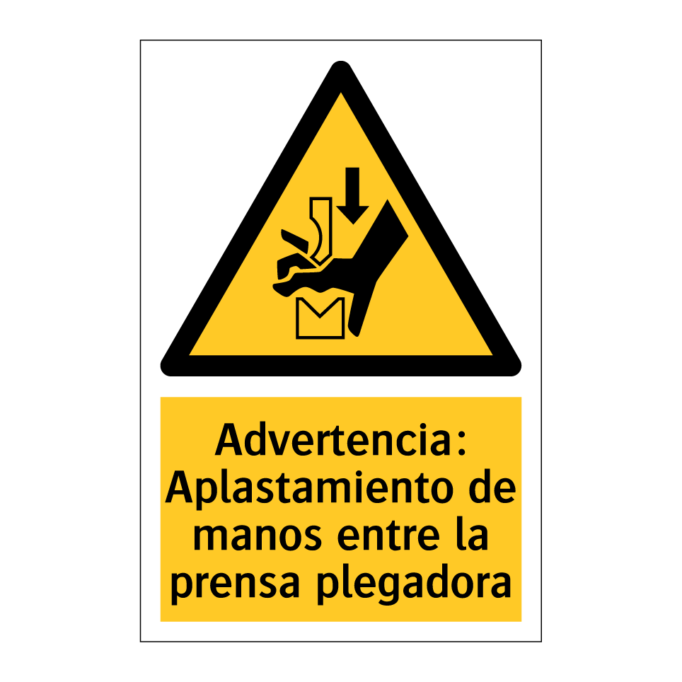 Advertencia: Aplastamiento de manos entre la prensa plegadora