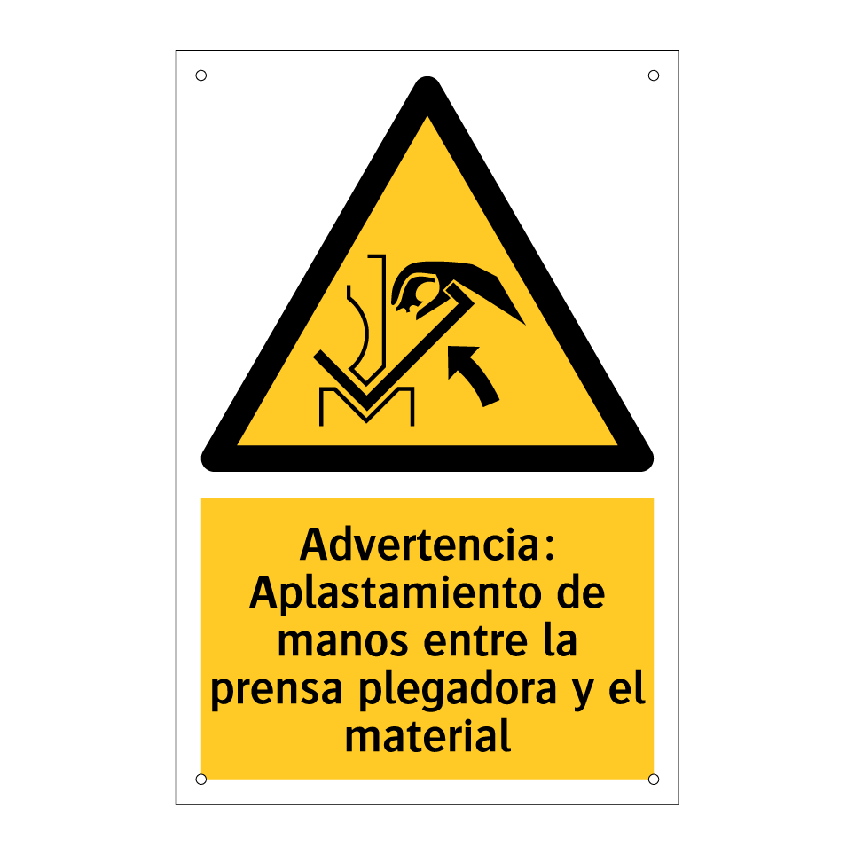 Advertencia: Aplastamiento de manos entre la prensa plegadora y el material