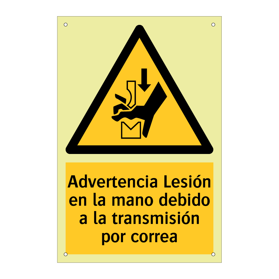 Advertencia Lesión en la mano debido a la transmisión por correa