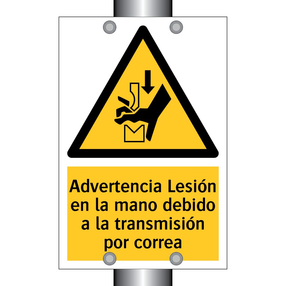 Advertencia Lesión en la mano debido a la transmisión por correa