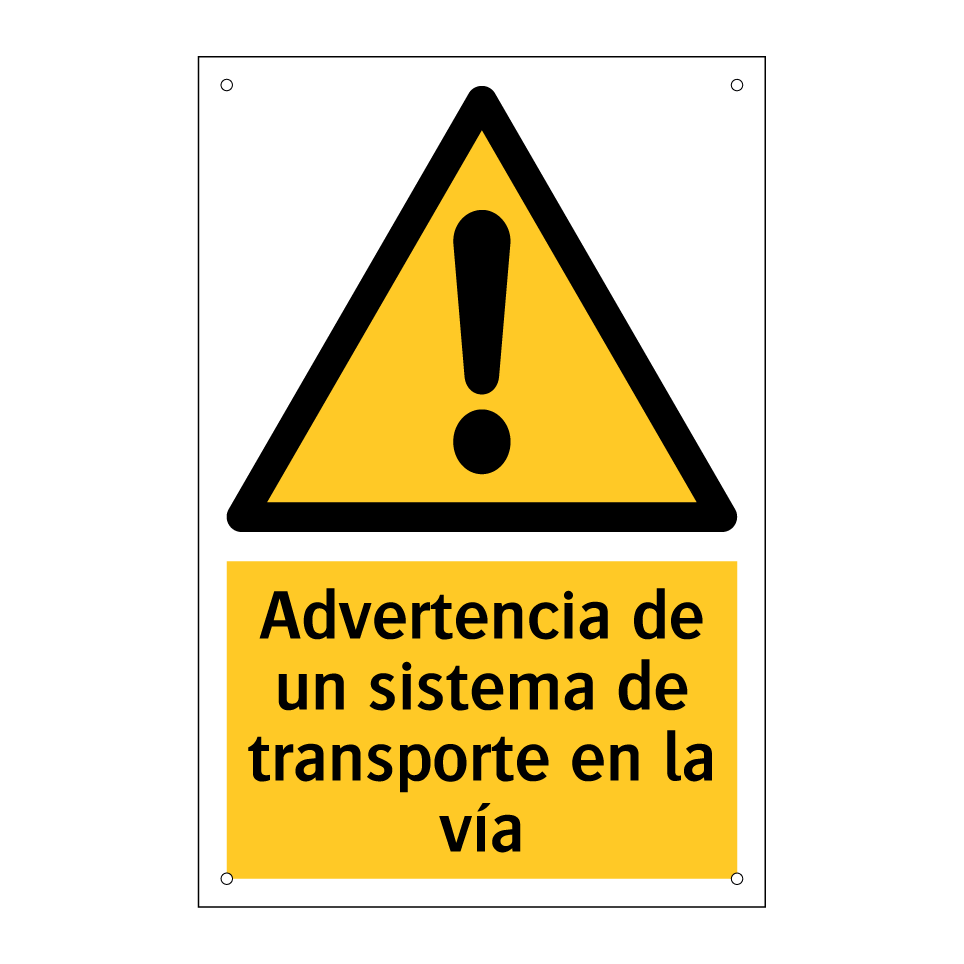 Advertencia de un sistema de transporte en la vía