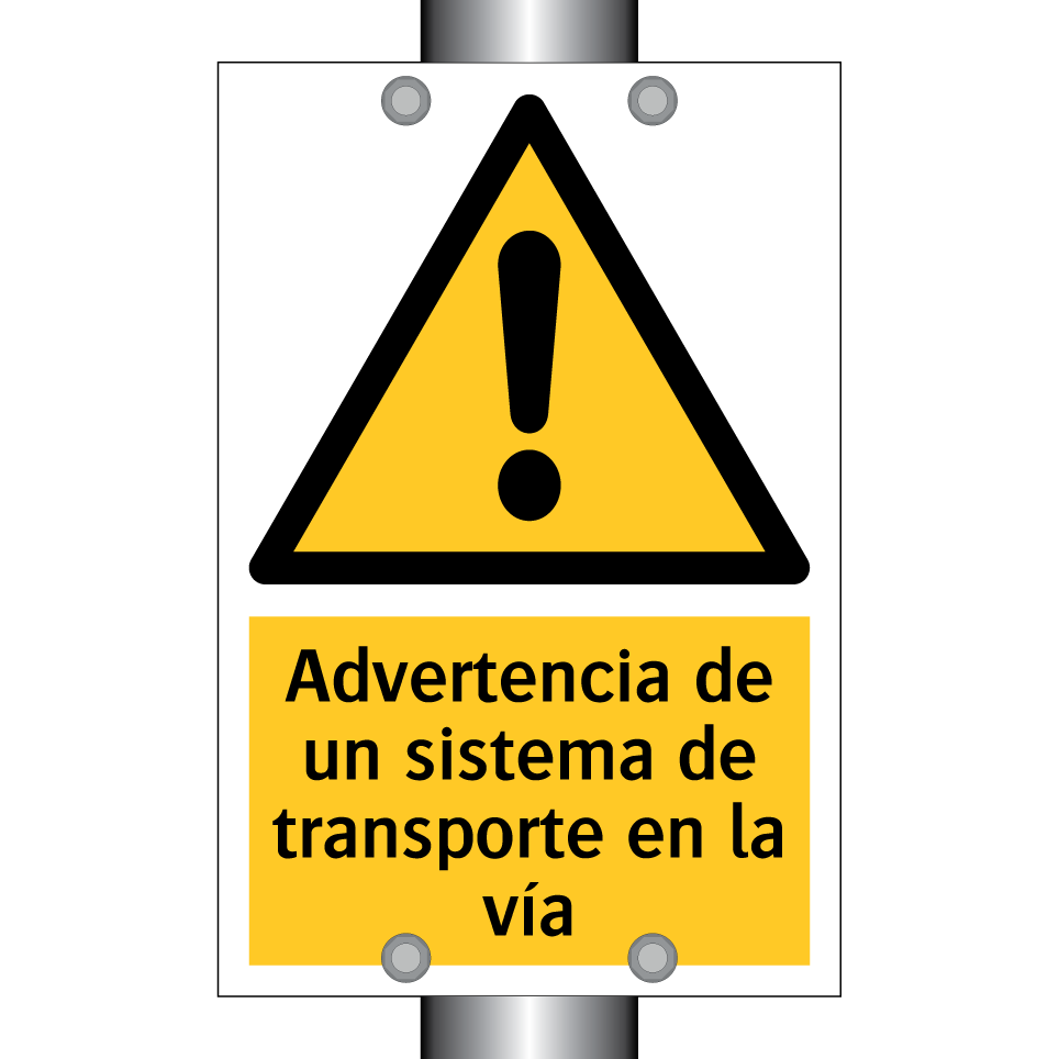 Advertencia de un sistema de transporte en la vía