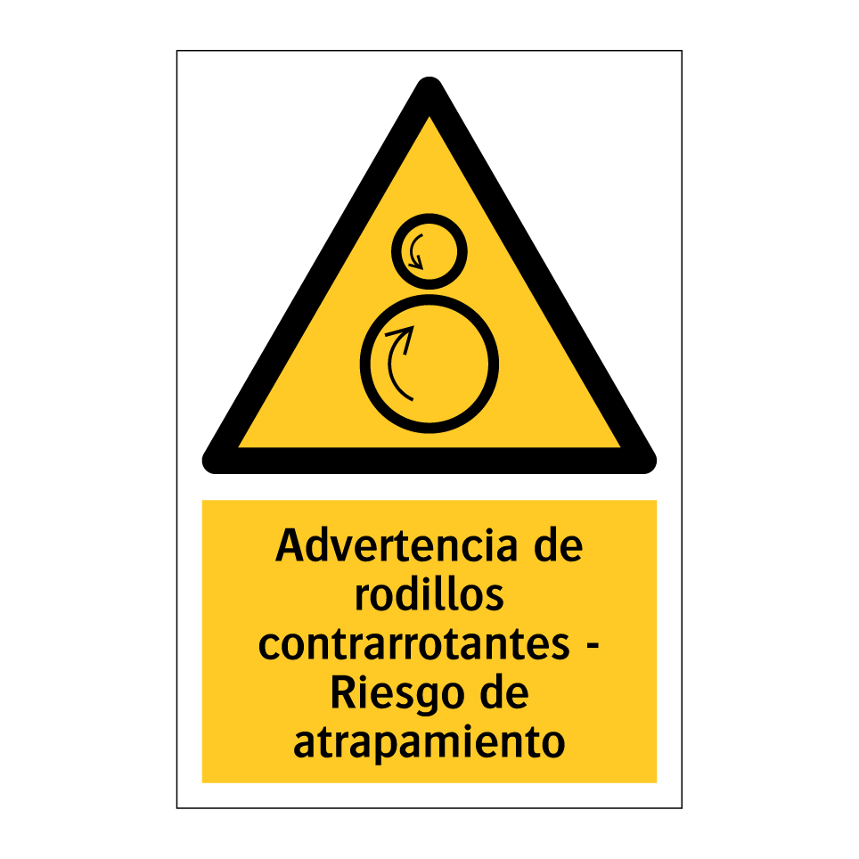 Advertencia de rodillos contrarrotantes - Riesgo de atrapamiento