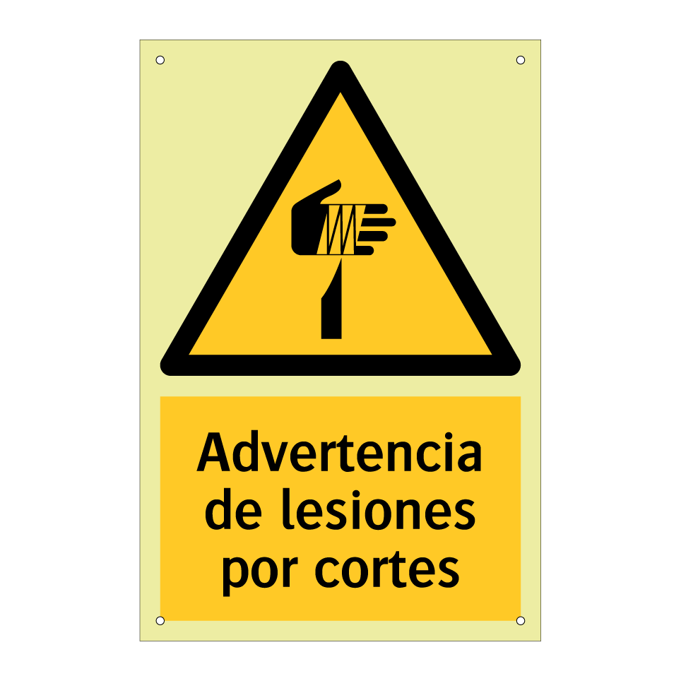 Advertencia de lesiones por cortes