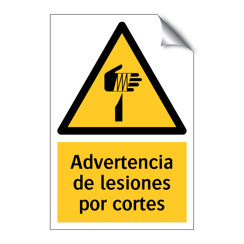 Advertencia de lesiones por cortes