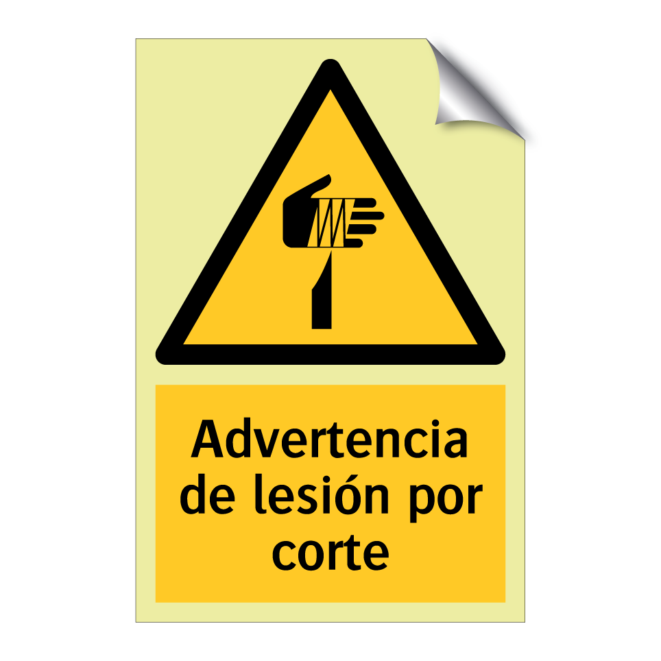 Advertencia de lesión por corte