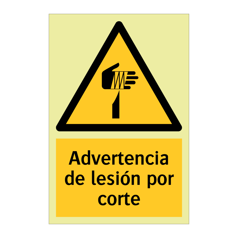 Advertencia de lesión por corte
