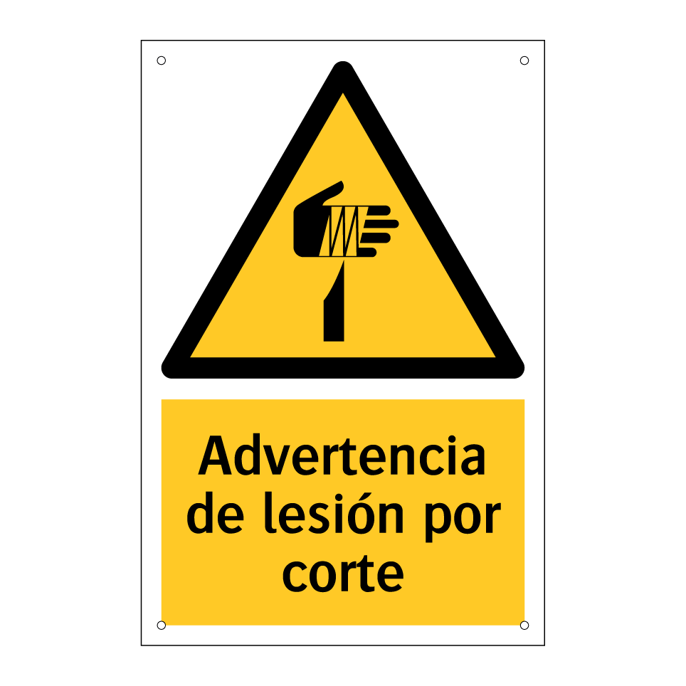 Advertencia de lesión por corte
