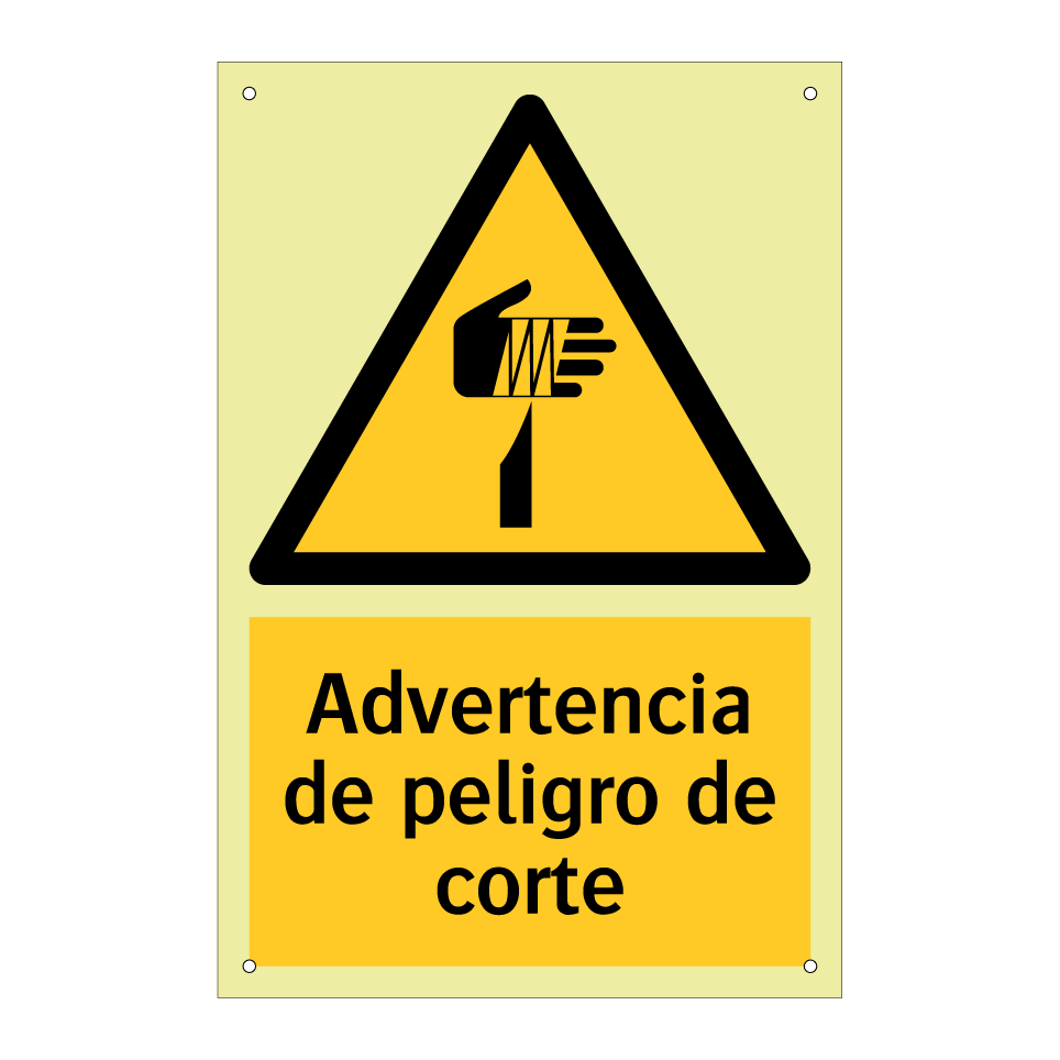 Advertencia de peligro de corte