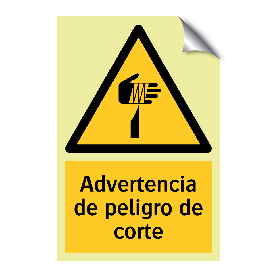 Advertencia de peligro de corte