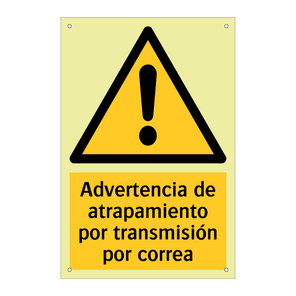 Advertencia de atrapamiento por transmisión por correa