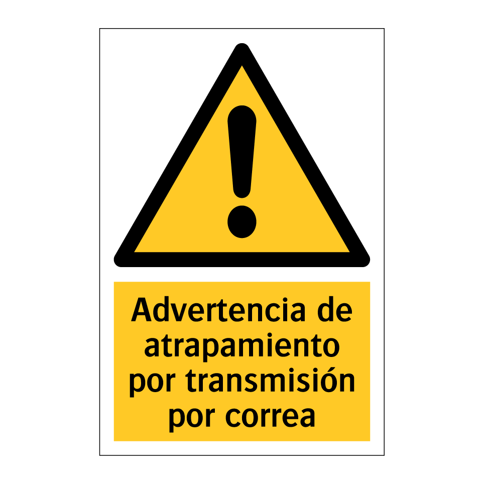 Advertencia de atrapamiento por transmisión por correa
