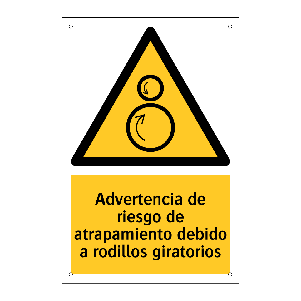 Advertencia de riesgo de atrapamiento debido a rodillos giratorios