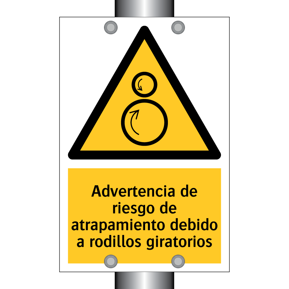 Advertencia de riesgo de atrapamiento debido a rodillos giratorios