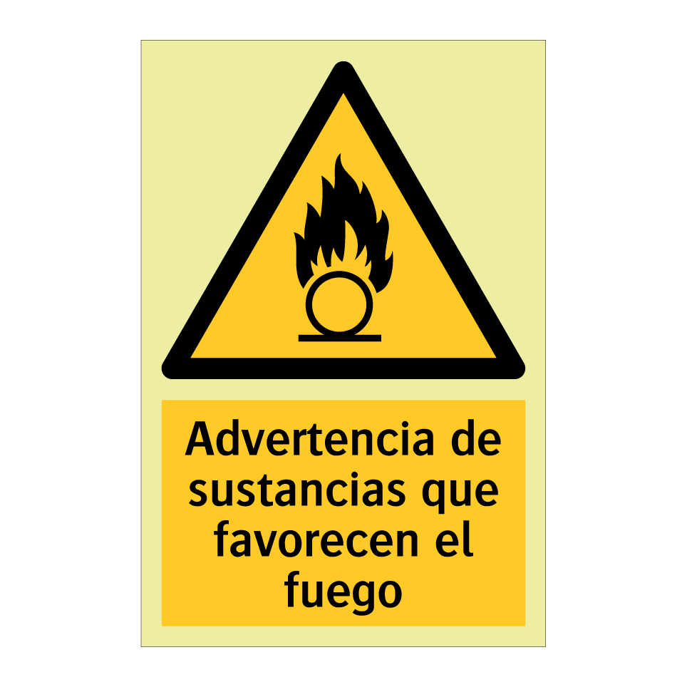Advertencia de sustancias que favorecen el fuego