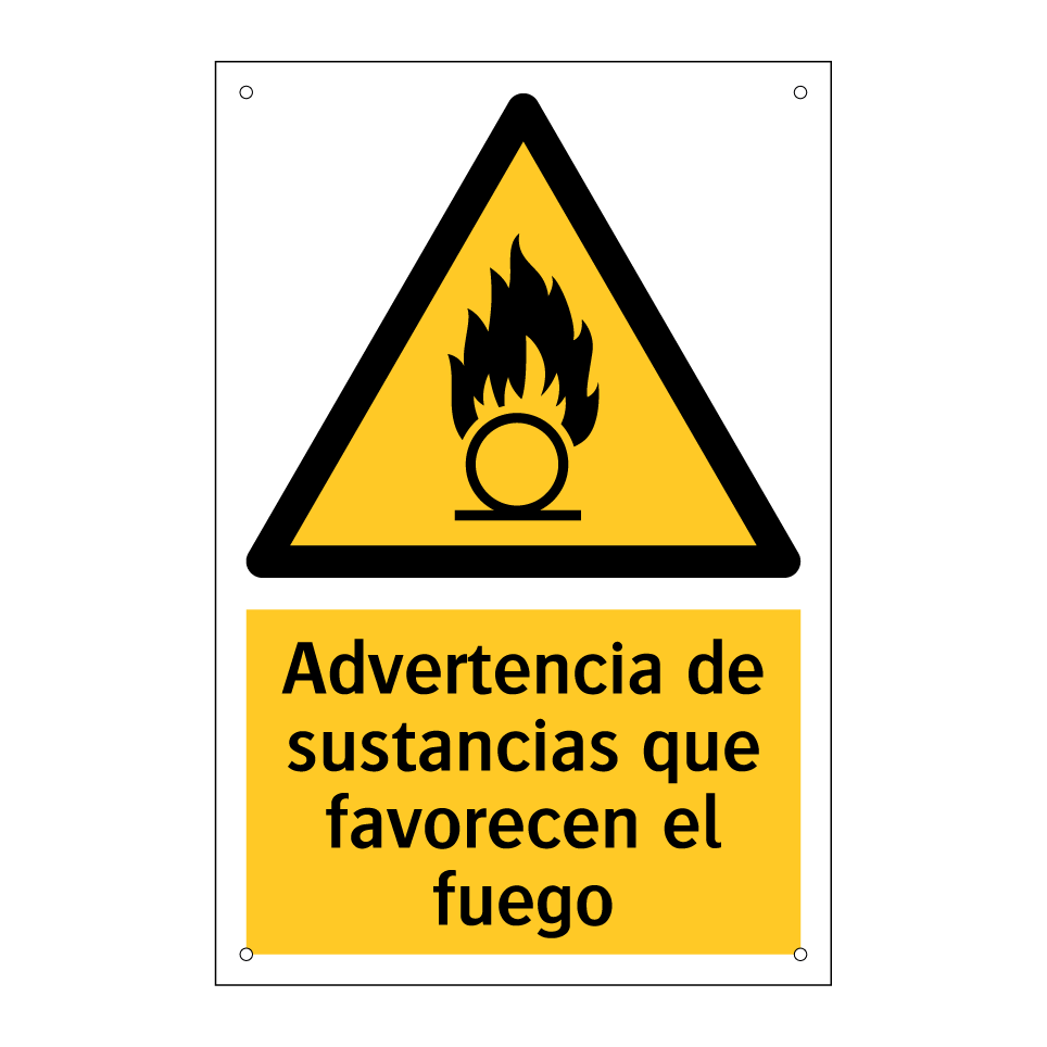 Advertencia de sustancias que favorecen el fuego