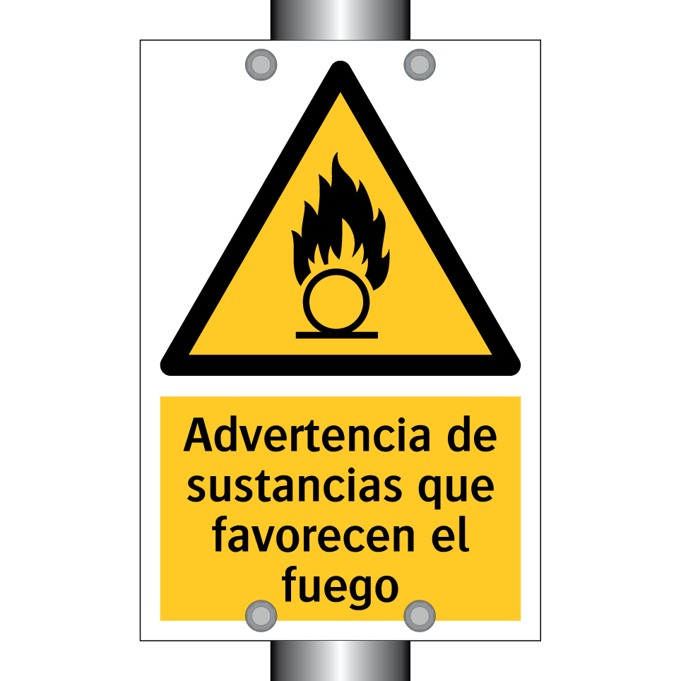 Advertencia de sustancias que favorecen el fuego