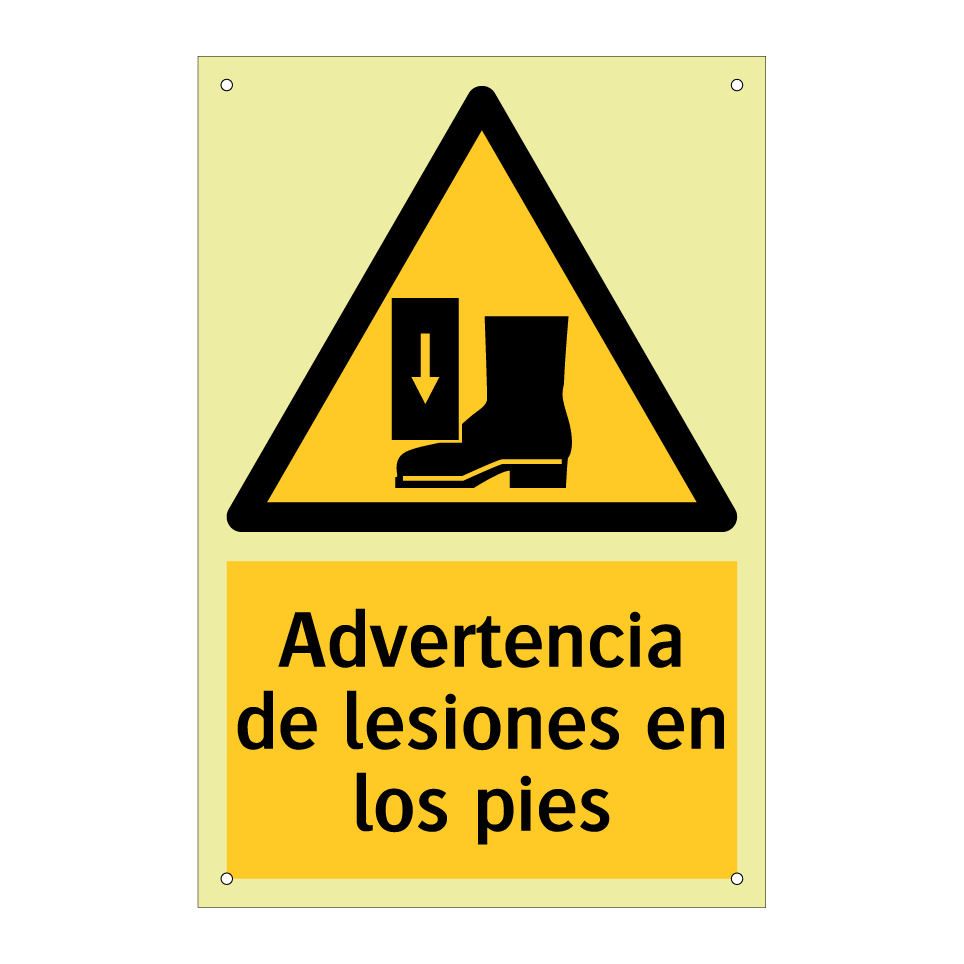 Advertencia de lesiones en los pies