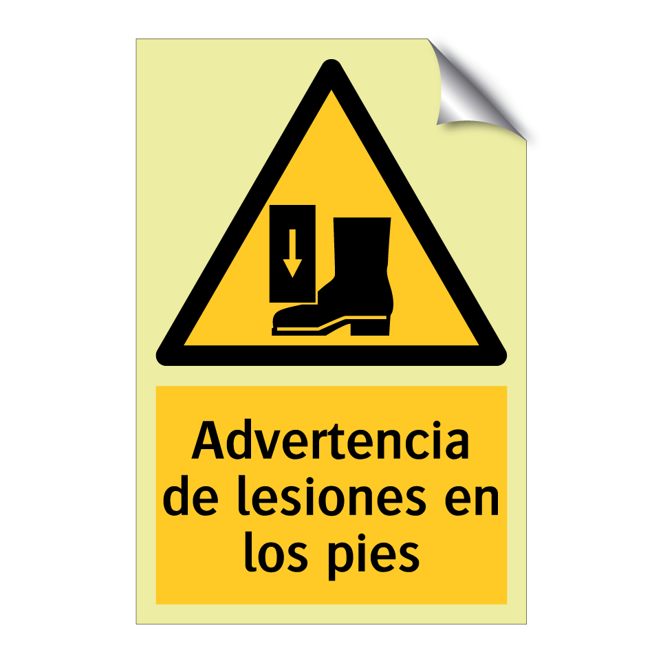 Advertencia de lesiones en los pies