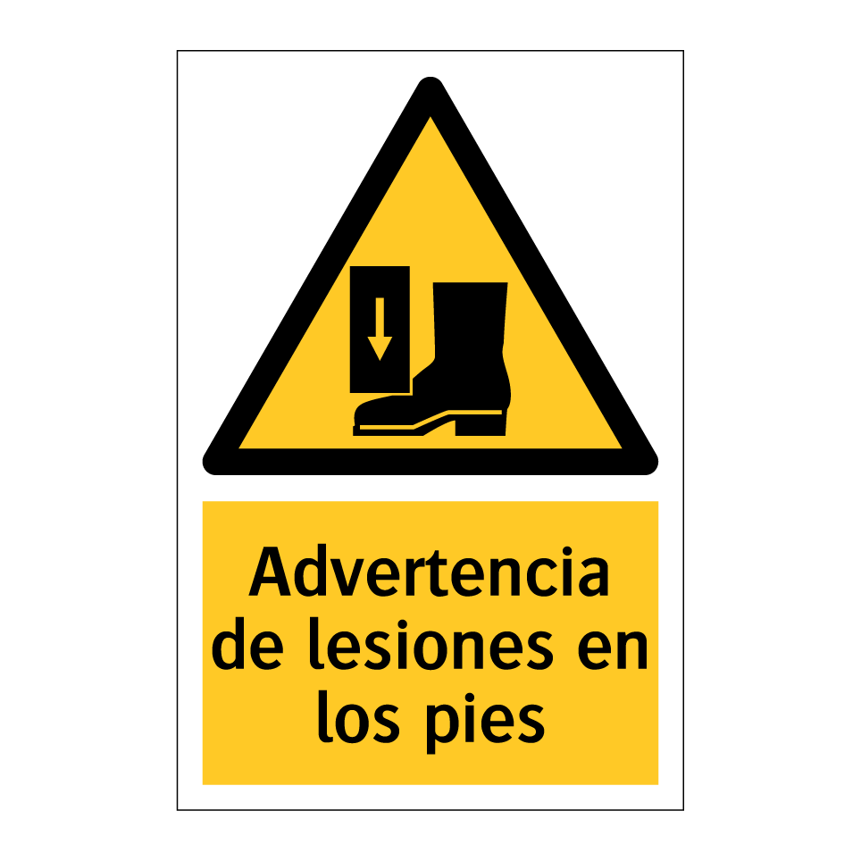 Advertencia de lesiones en los pies