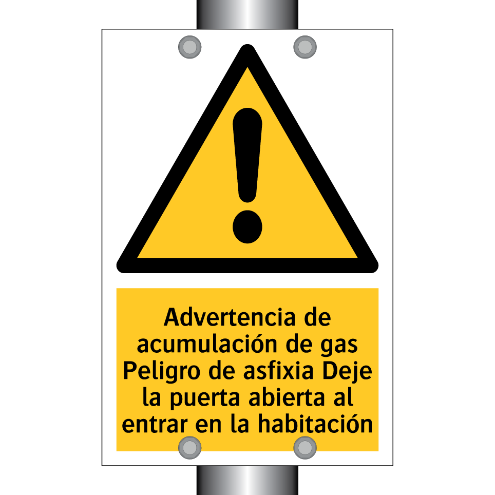 Advertencia de acumulación de gas Peligro de asfixia Deje la puerta abierta al entrar en la habitación
