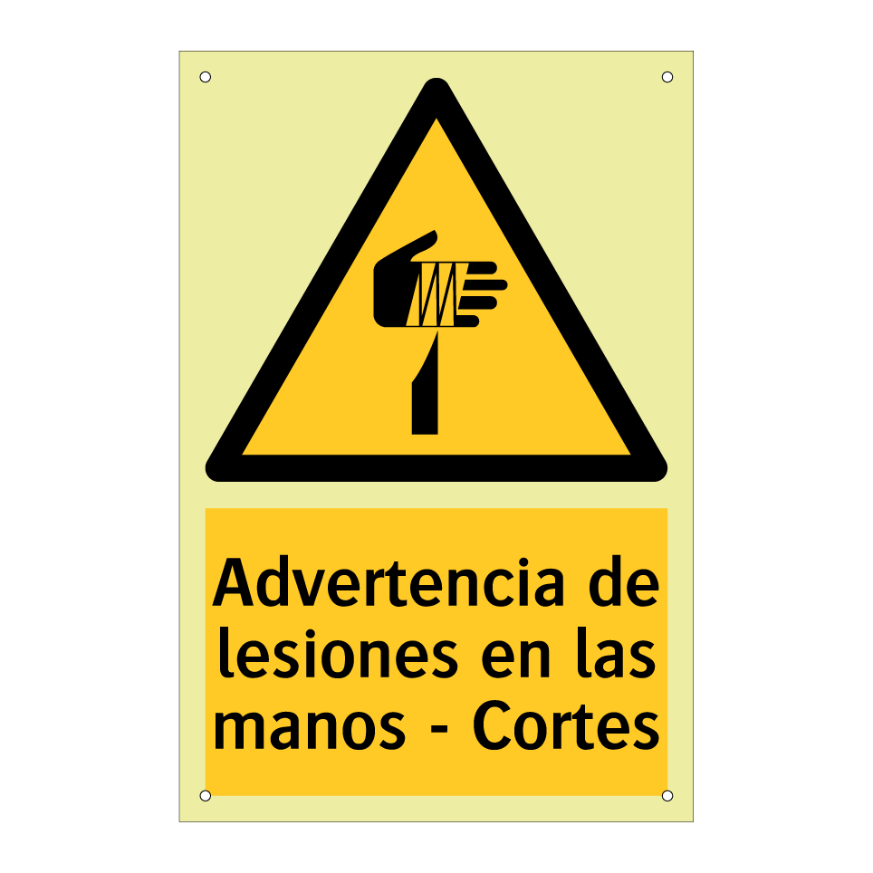 Advertencia de lesiones en las manos - Cortes