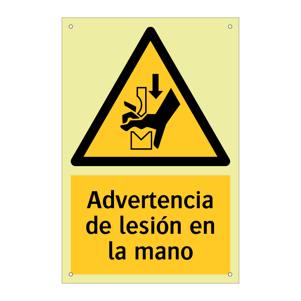 Advertencia de lesión en la mano
