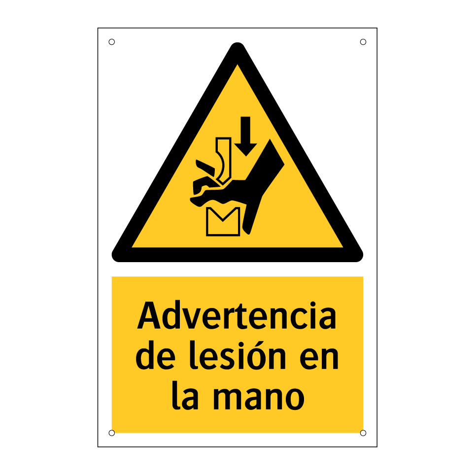 Advertencia de lesión en la mano