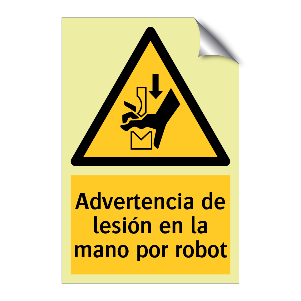 Advertencia de lesión en la mano por robot