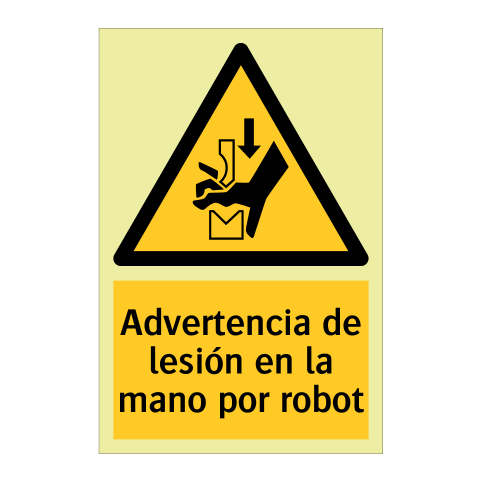 Advertencia de lesión en la mano por robot