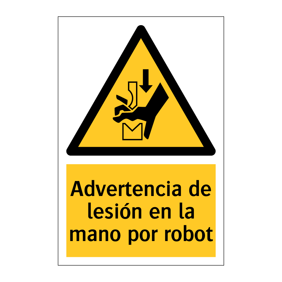 Advertencia de lesión en la mano por robot