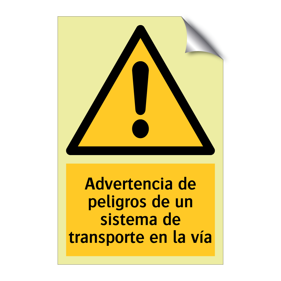 Advertencia de peligros de un sistema de transporte en la vía