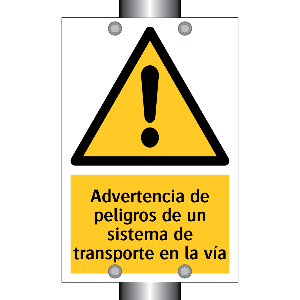 Advertencia de peligros de un sistema de transporte en la vía