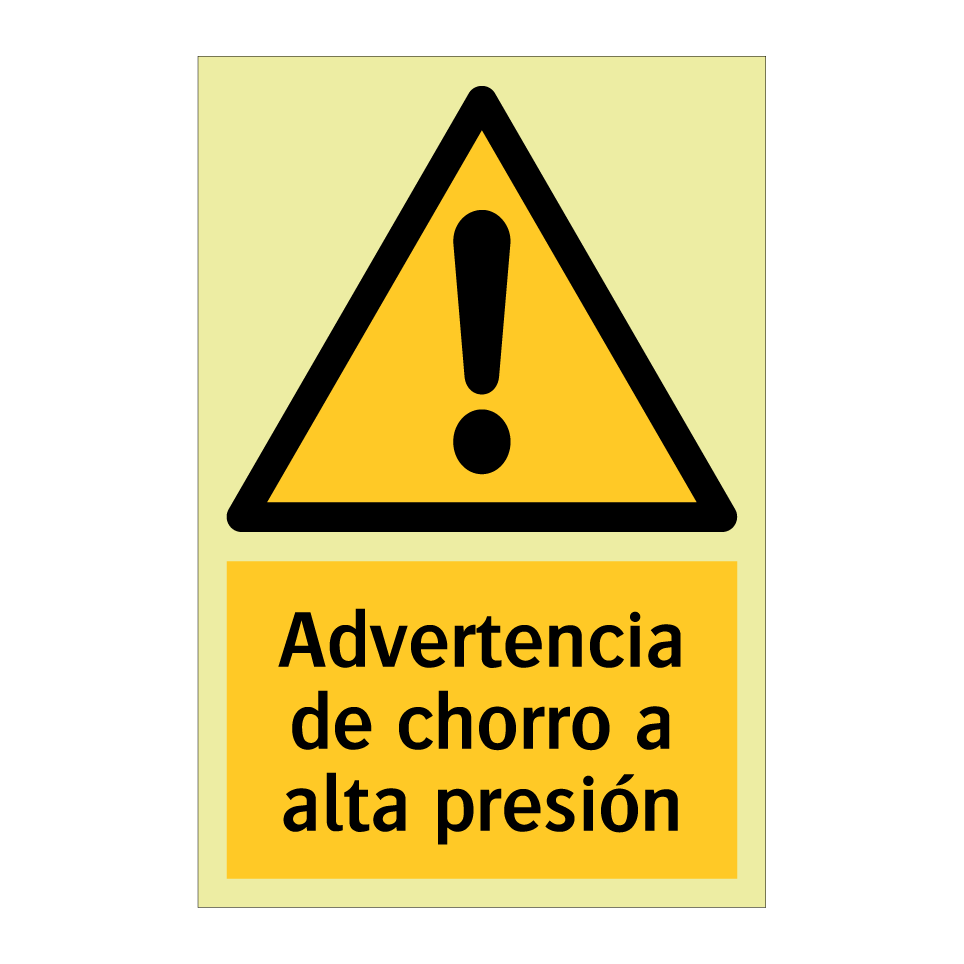 Advertencia de chorro a alta presión