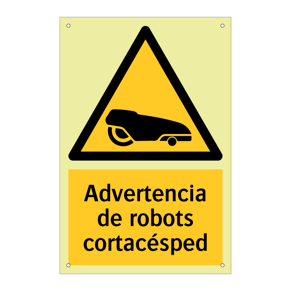 Advertencia de robots cortacésped