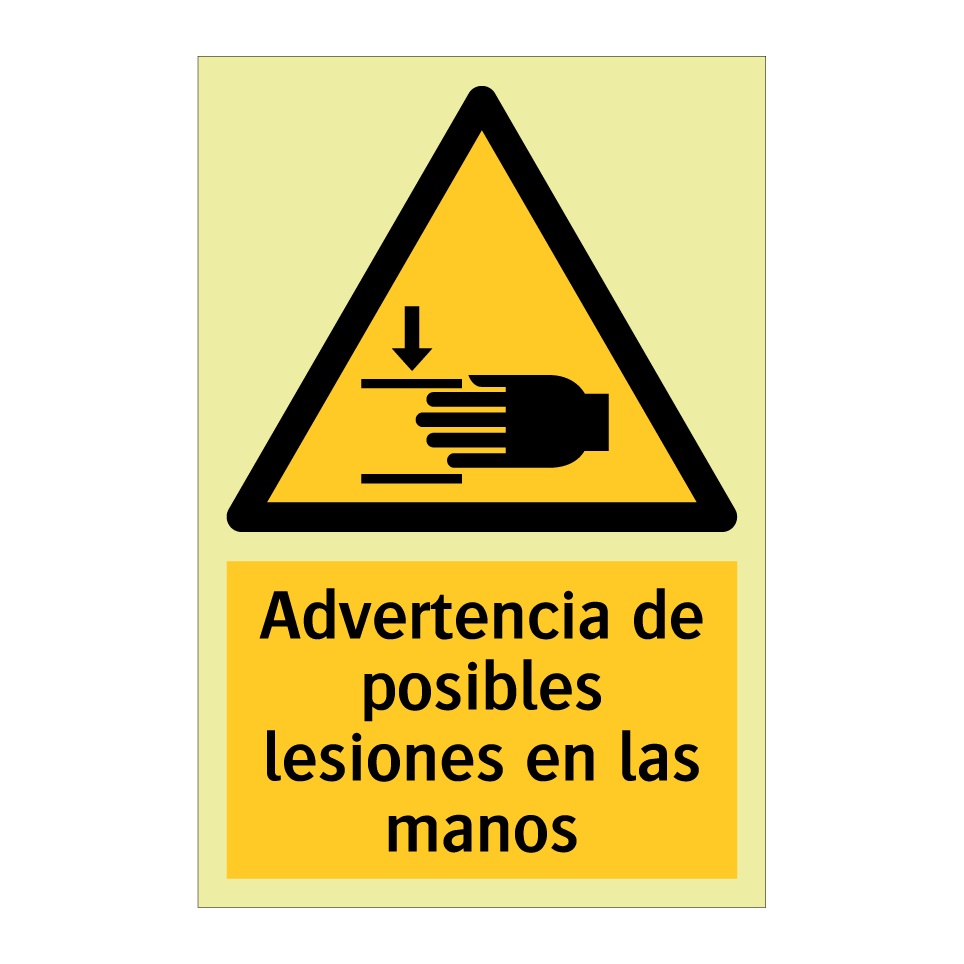 Advertencia de posibles lesiones en las manos