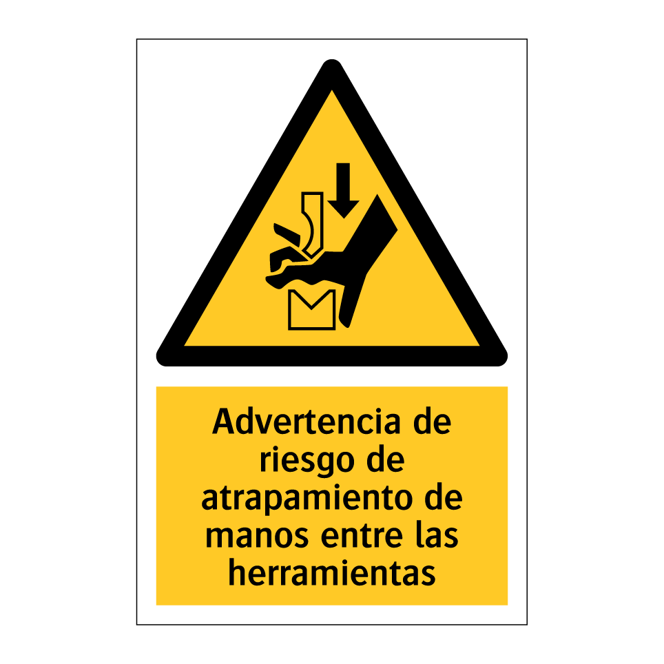 Advertencia de riesgo de atrapamiento de manos entre las herramientas