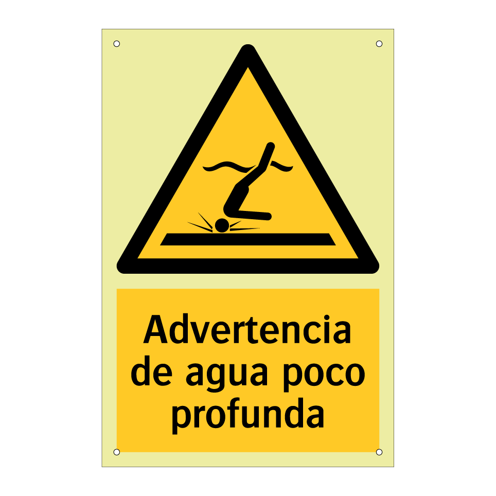 Advertencia de agua poco profunda