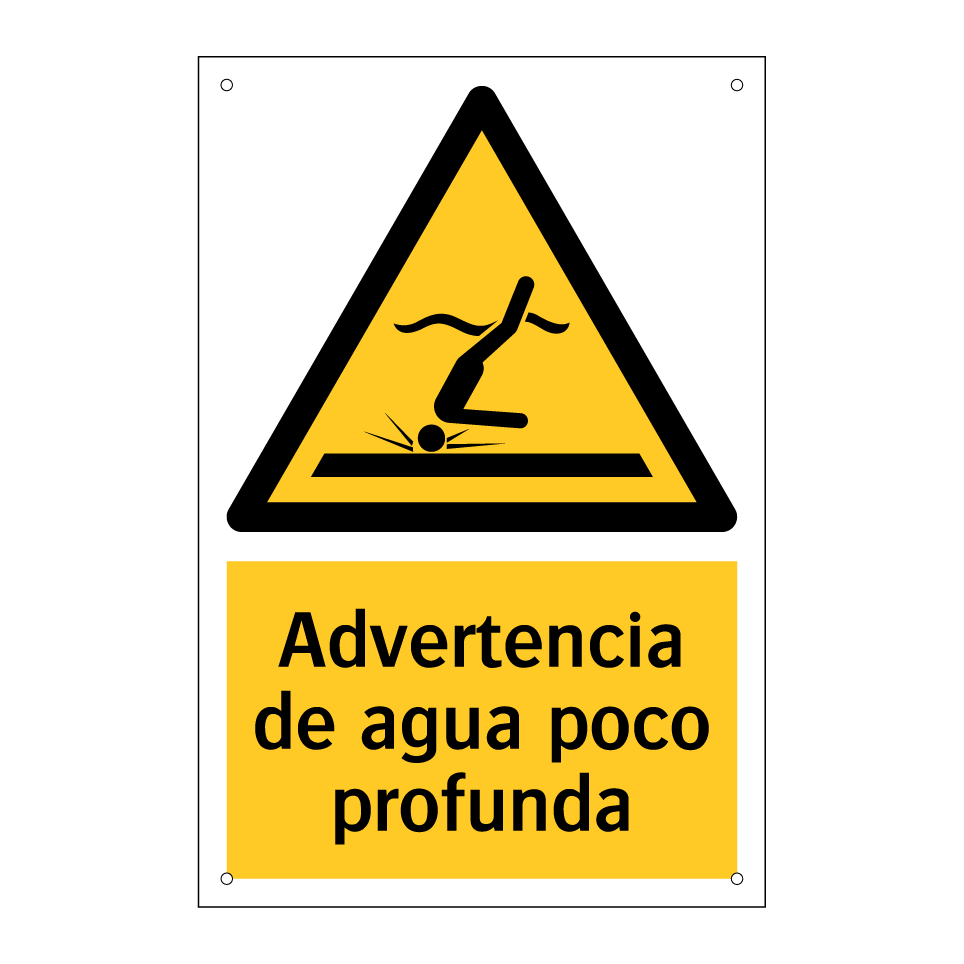 Advertencia de agua poco profunda