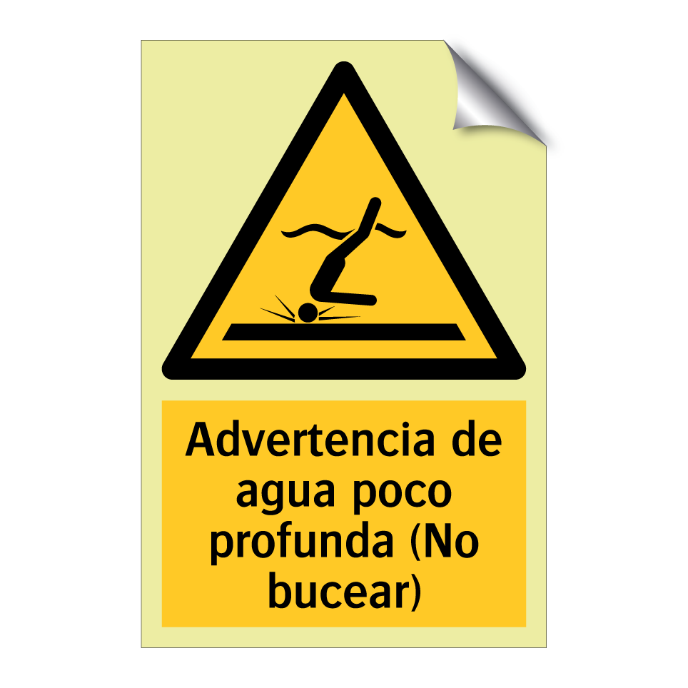 Advertencia de agua poco profunda (No bucear)