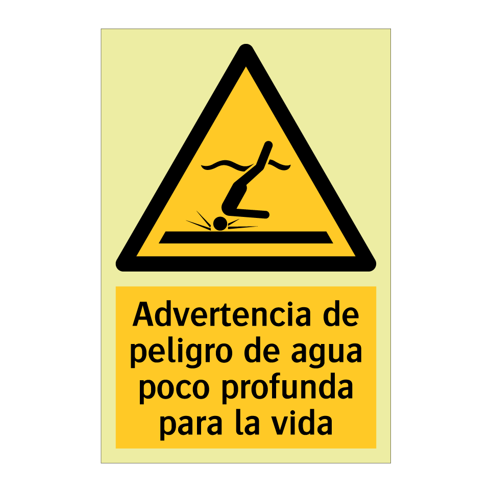 Advertencia de peligro de agua poco profunda para la vida