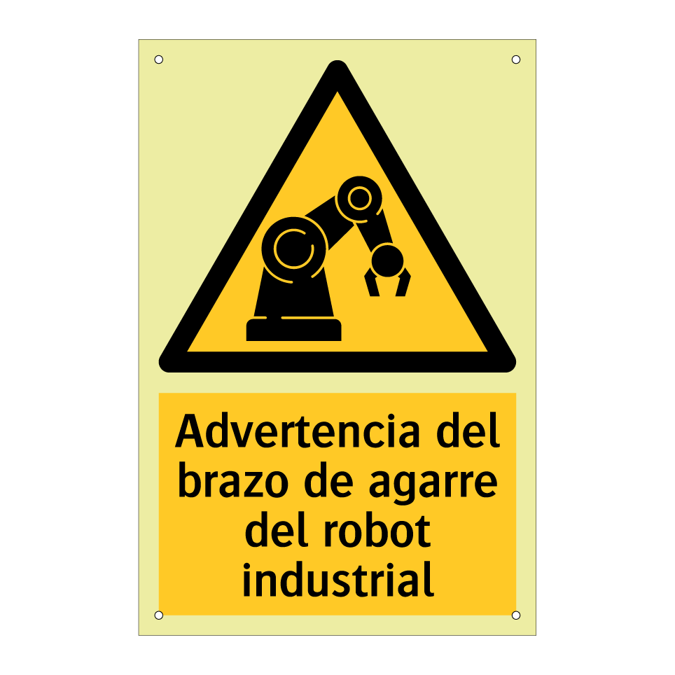 Advertencia del brazo de agarre del robot industrial