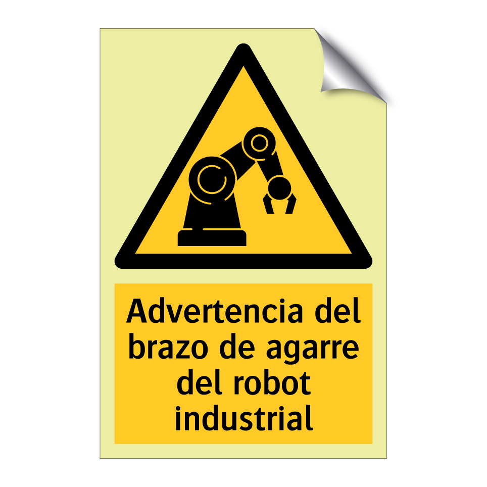 Advertencia del brazo de agarre del robot industrial