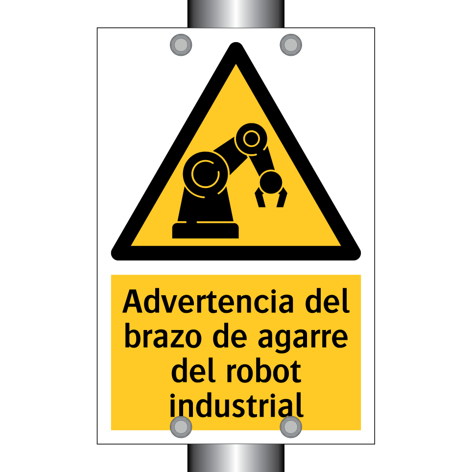 Advertencia del brazo de agarre del robot industrial