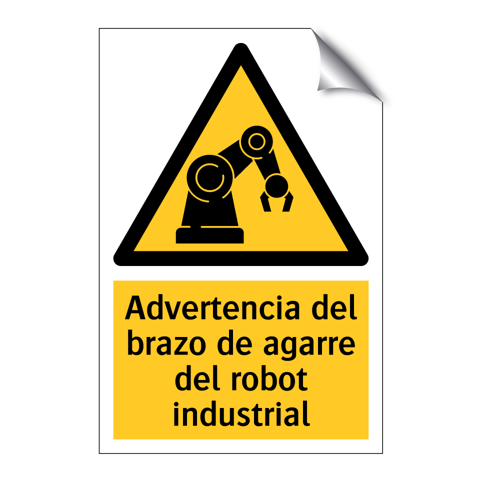 Advertencia del brazo de agarre del robot industrial