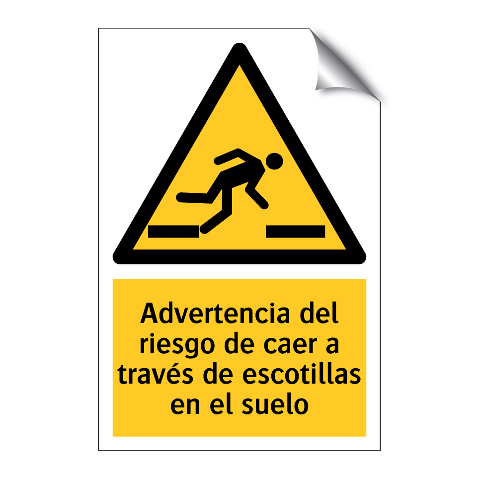 Advertencia del riesgo de caer a través de escotillas en el suelo