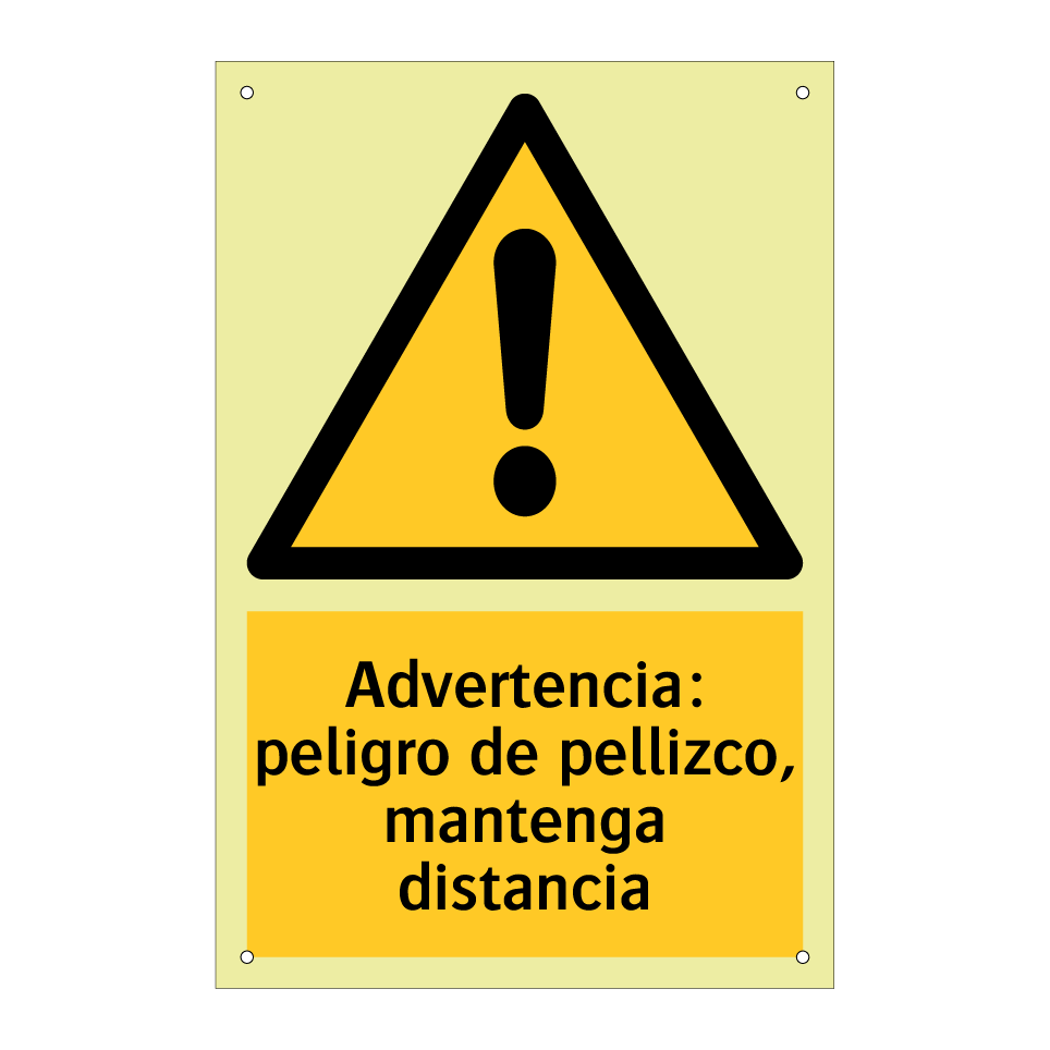 Advertencia: peligro de pellizco, mantenga distancia